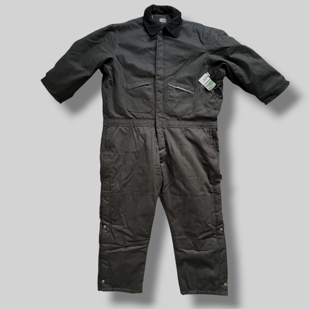 Key Black Insulated Coveralls Mens Sz 3XLS Short Winter Workwear Zip Close